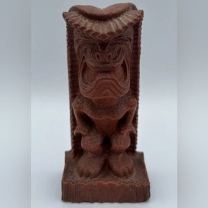 VINTAGE HIP Hawaiian Tiki God Statue Ku God of Strength 4” Brown